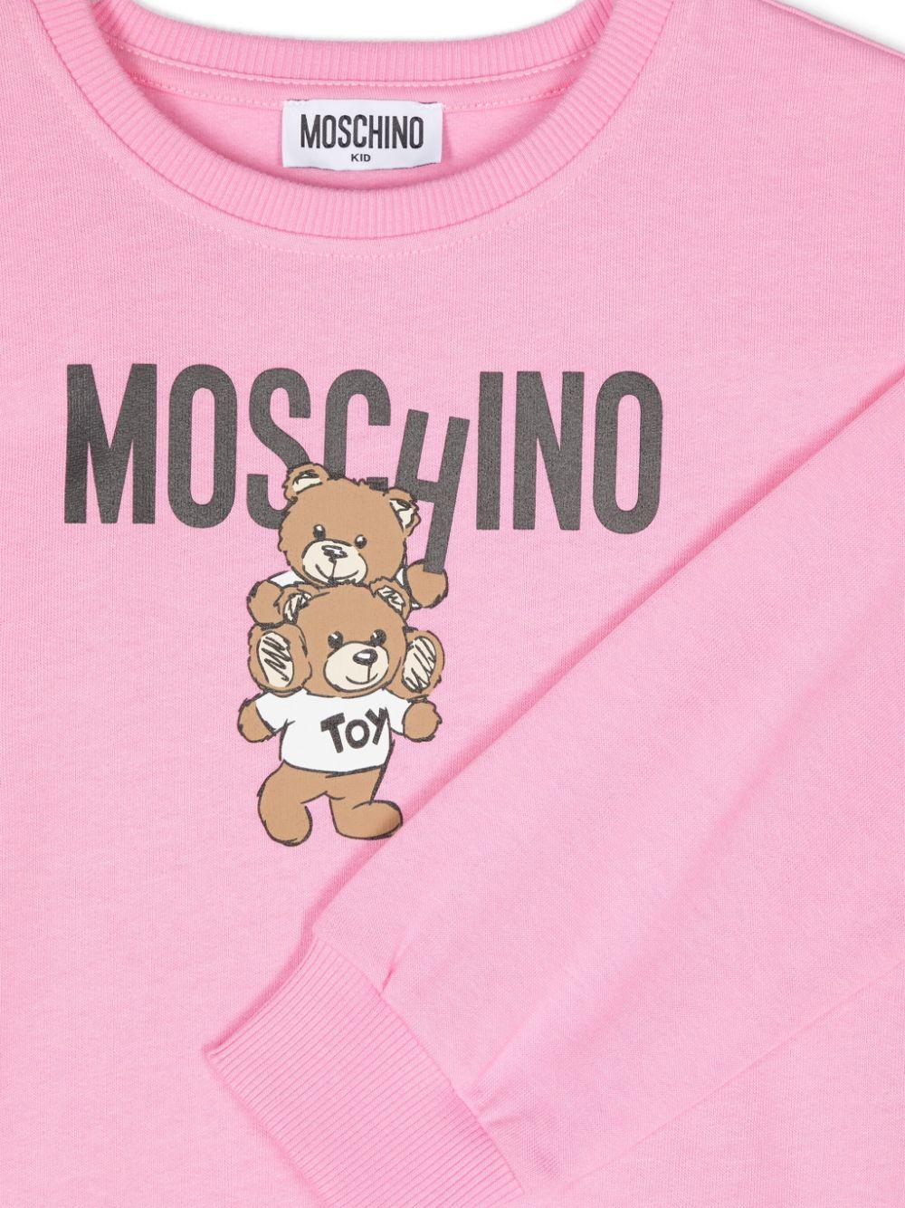 Moschino Kids Sweatshirt dress with teddy bear Latest fashion