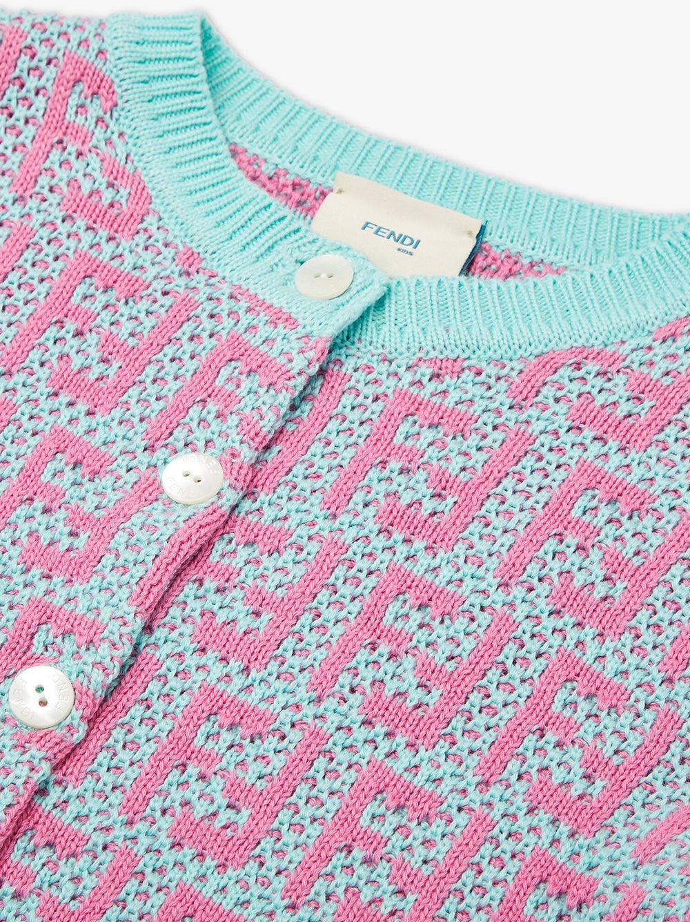 FENDI Kids Junior multicolor crochet cotton cardigan Offerte stagionali