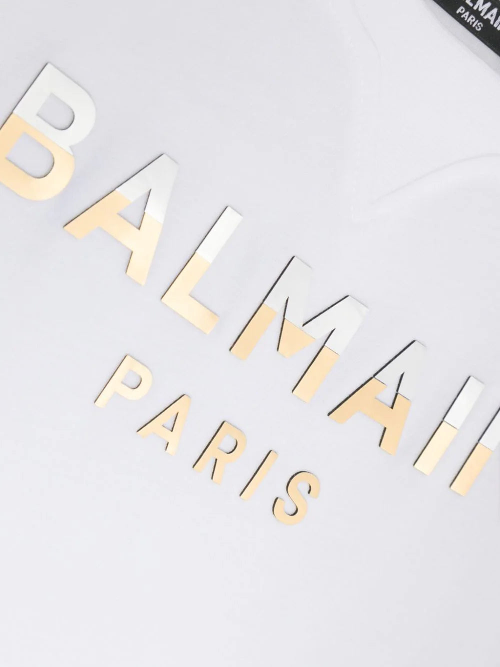 BALMAIN Kids Dress t-shirt with metallic print Qualità Garantita