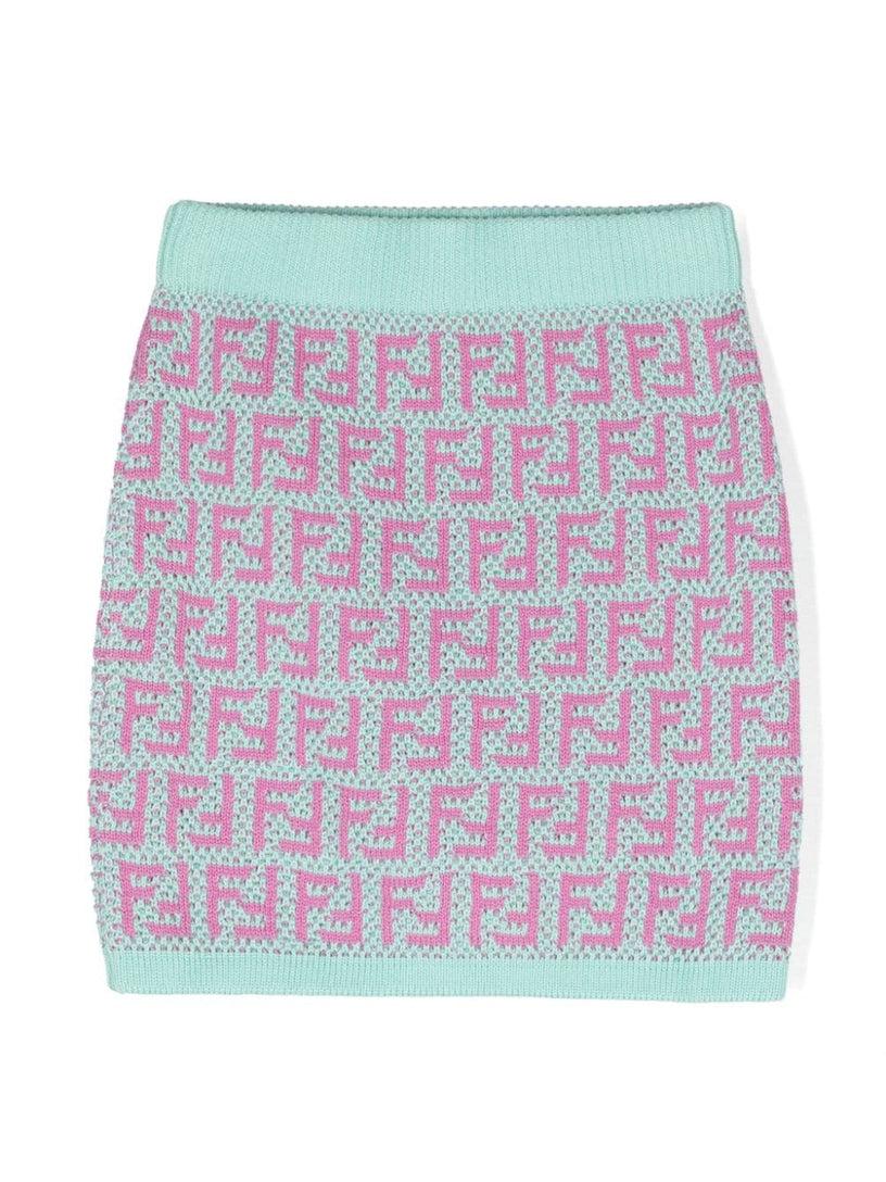 FENDI Kids Junior mini skirt in multicolor crochet cotton I Più Venduti