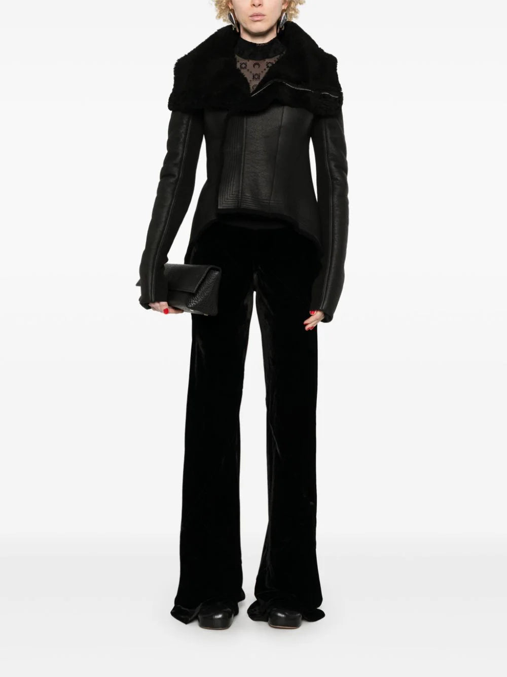 RICK OWENS Naska biker in merino shearling In Linea