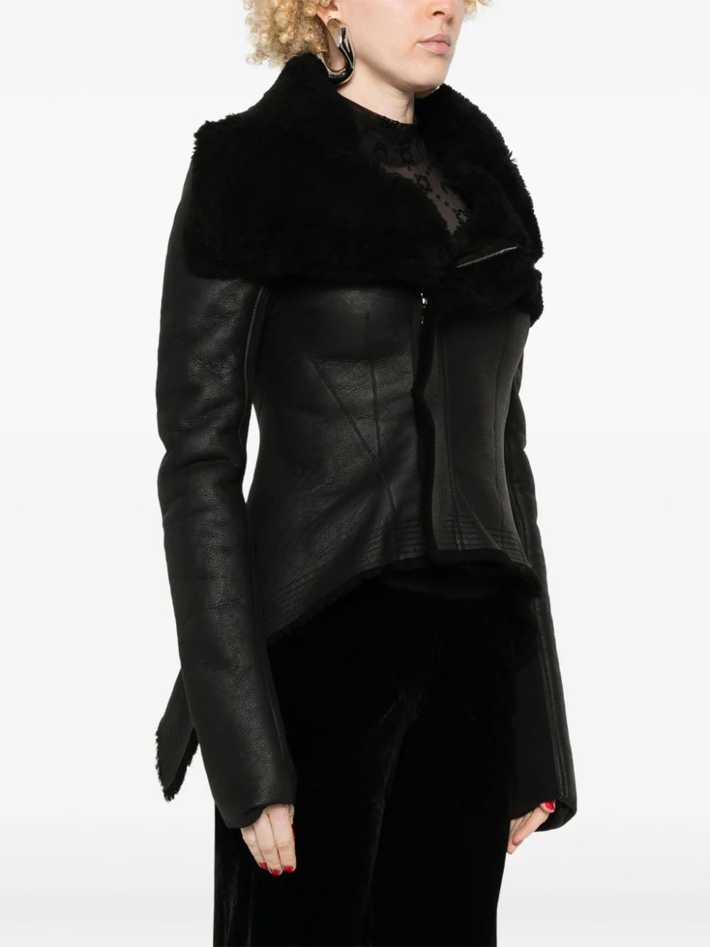 RICK OWENS Naska biker in merino shearling In Linea