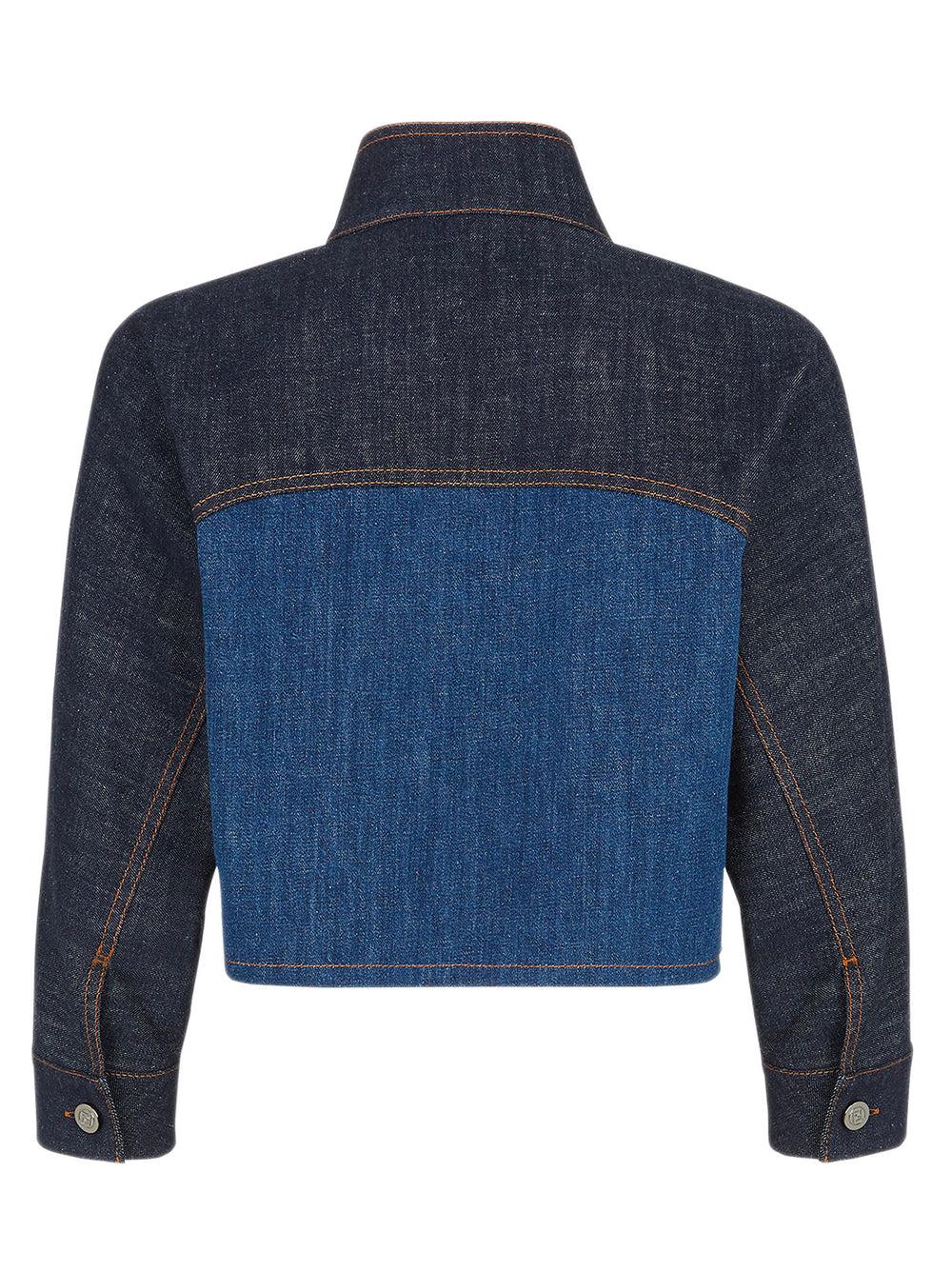 FENDI Blue two-tone denim jacket Offerta