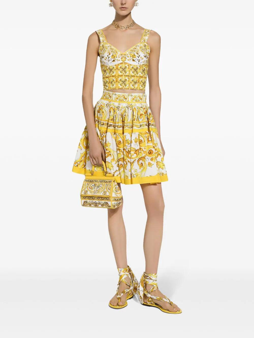 Dolce & Gabbana Short circle skirt in majolica-print Black Friday