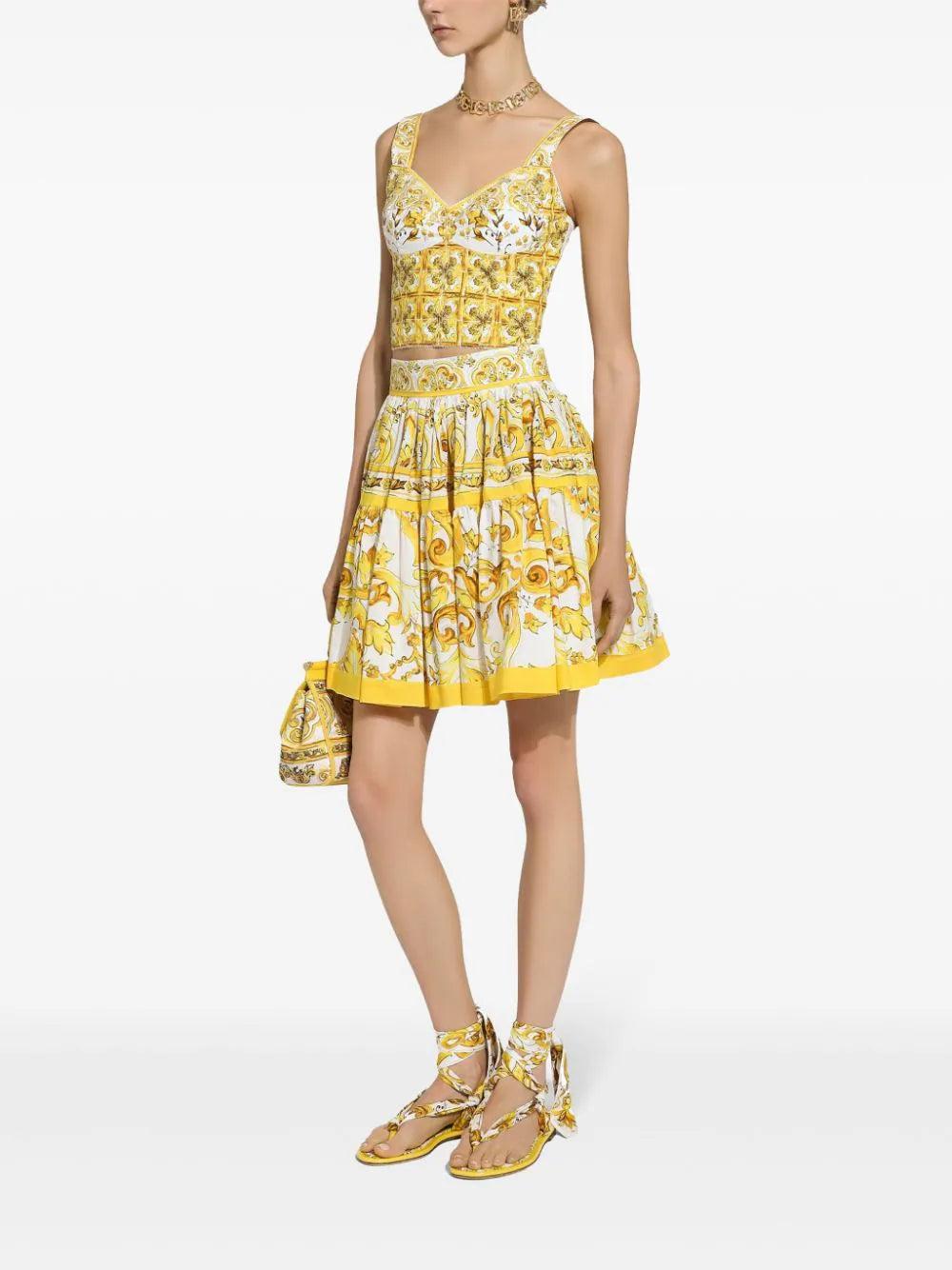 Dolce & Gabbana Short circle skirt in majolica-print Black Friday