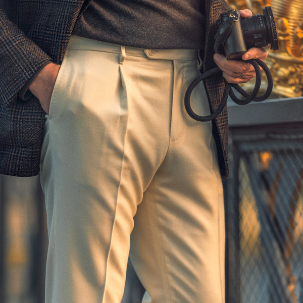 Rota Winter Ivory flannel trousers Nuovo
