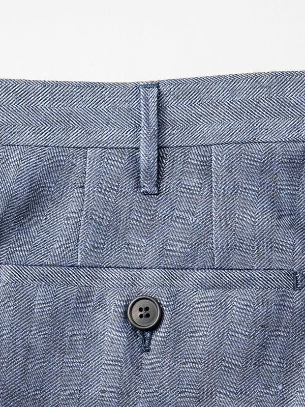 Rota Summer Medium blue herringbone pair of regular fit linen trousers Shopping Online