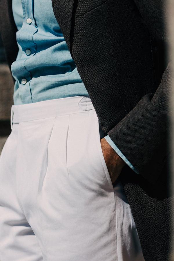 Rota Summer White pair of regular fit cotton trousers Affare Del Giorno