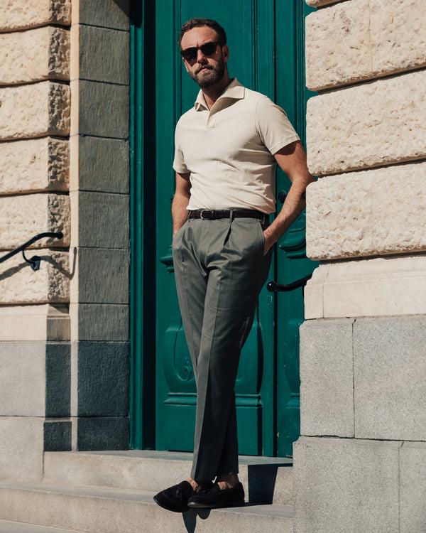 Rota Four Seasons Green pair of regular fit cotton trousers Sottocosto