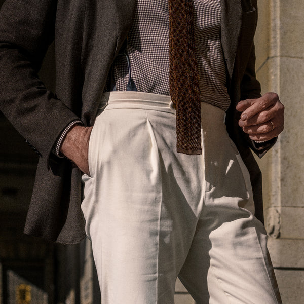 Rota Winter Ivory cotton elastan trousers Vendita Calda