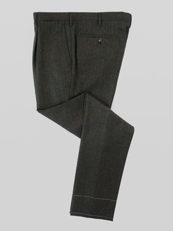 Rota Winter Green melange herringbone wool cashmere trousers I Più Venduti