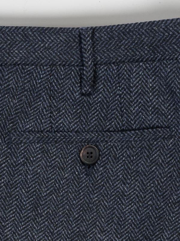 Rota Winter Blue melange herringbone wool cashmere trousers Vendite Flash