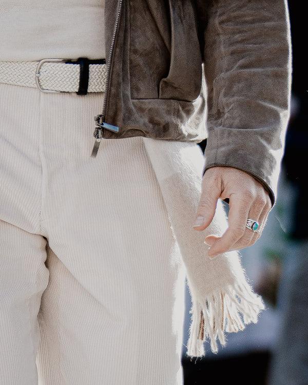 Rota Winter Off white corduroy big wale trousers Nuova