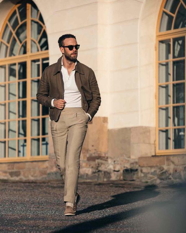 Rota Summer Beige pair of regular fit linen trousers Offerta