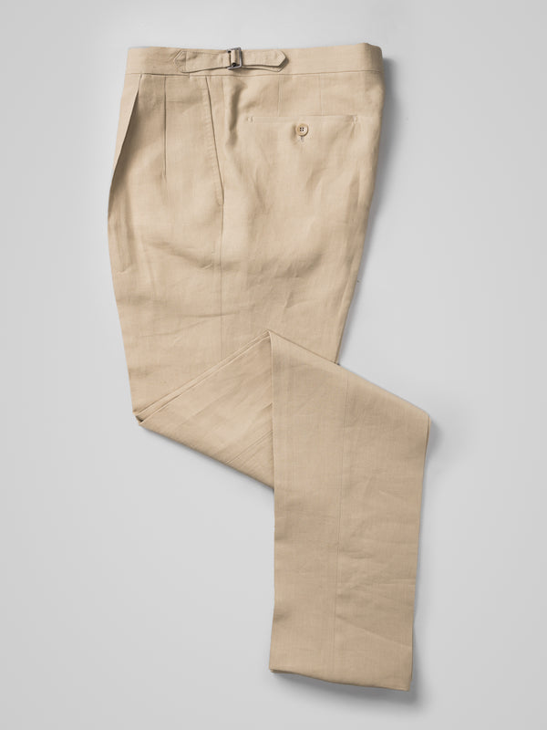 Rota Summer Beige pair of regular fit linen trousers Offerta