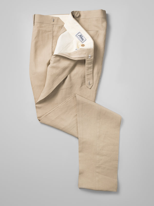 Rota Summer Beige pair of regular fit linen trousers Offerta