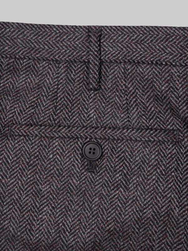 Rota Winter Grey melange herringbone wool cashmere trousers Saldi Di Fabbrica