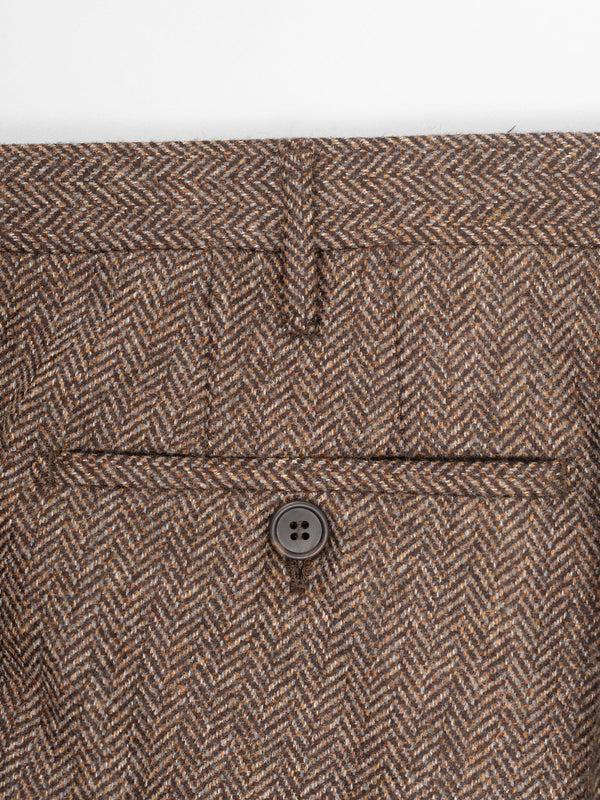 Rota Winter Brown herringbone wool cashmere trousers Grandi sconti