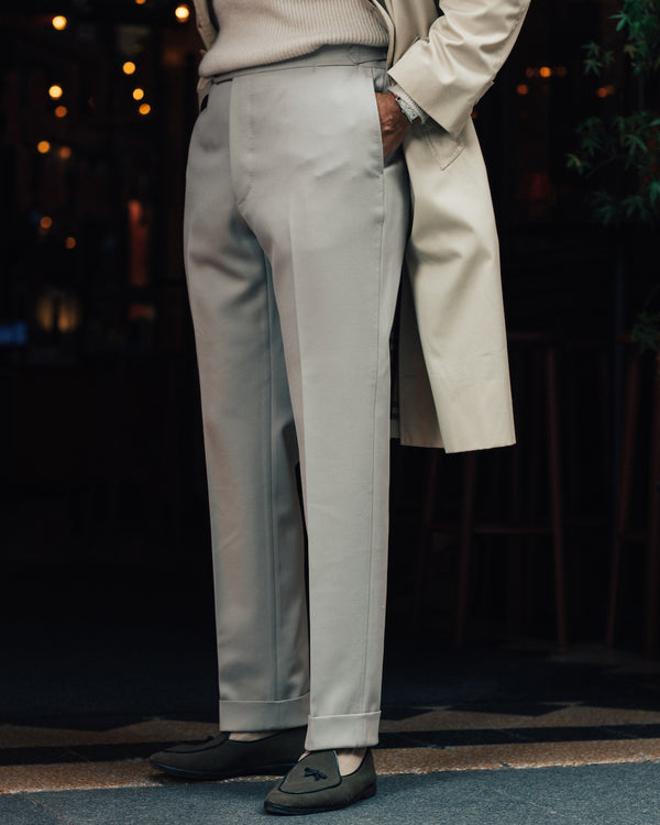 Rota Winter Light beige pair of regular fit cavalry twill wool trousers Italy