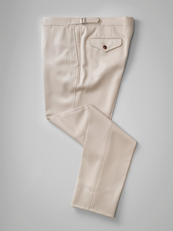 Rota Winter Light beige pair of regular fit cavalry twill wool trousers Italy