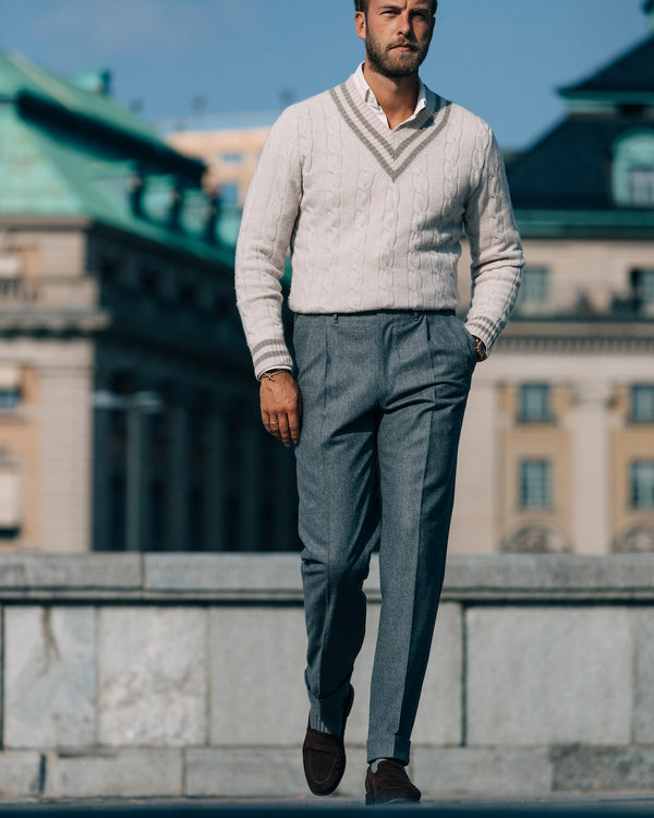 Rota Winter Medium grey pair of regular fit flannel wool trousers 2025
