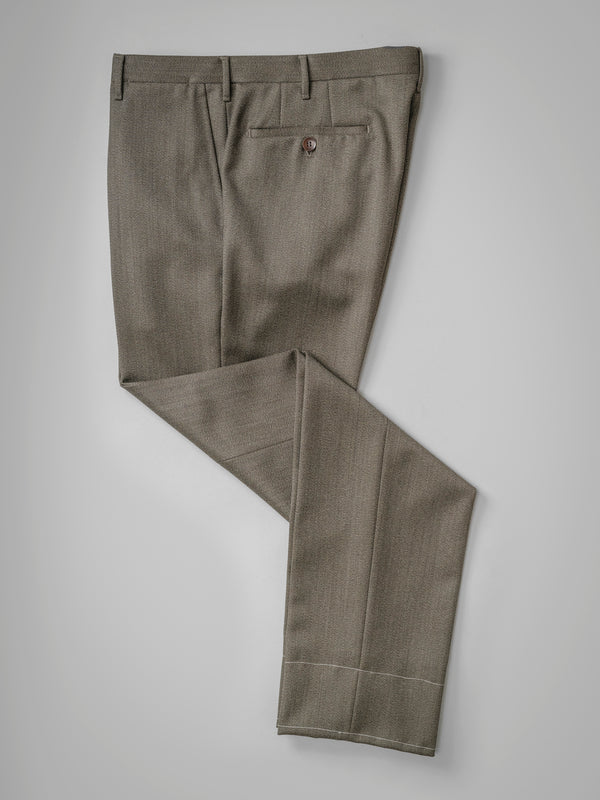 Rota Winter Dark fawn pair of regular fit wool trousers Nuovo