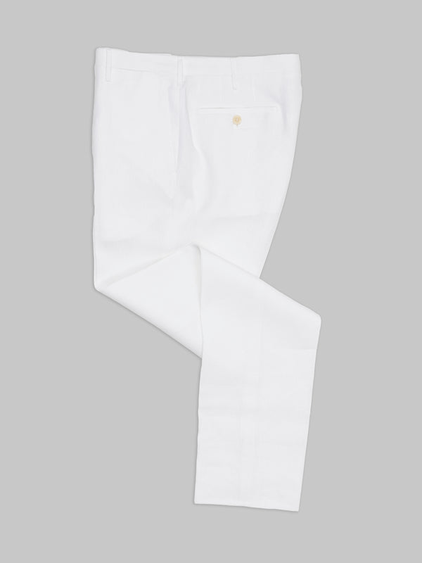 Rota Summer White pair of regular fit linen trousers Fino Al -60%