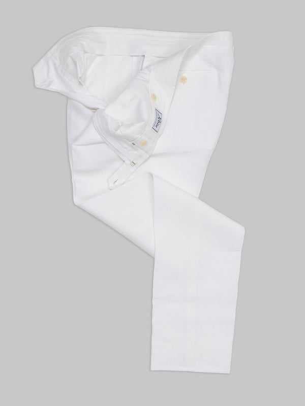 Rota Summer White pair of regular fit linen trousers Fino Al -60%