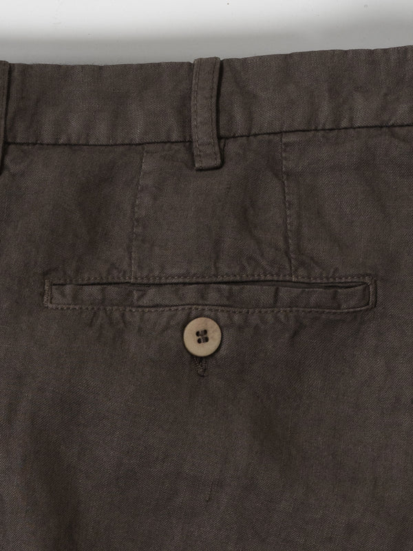 Rota Sport Summer Brown linen sport trousers 1 pleat Duty-free