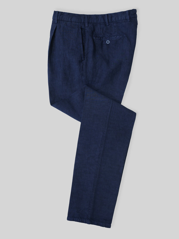 Rota Sport Summer Blue linen sport trousers 1 pleat Vendite Flash