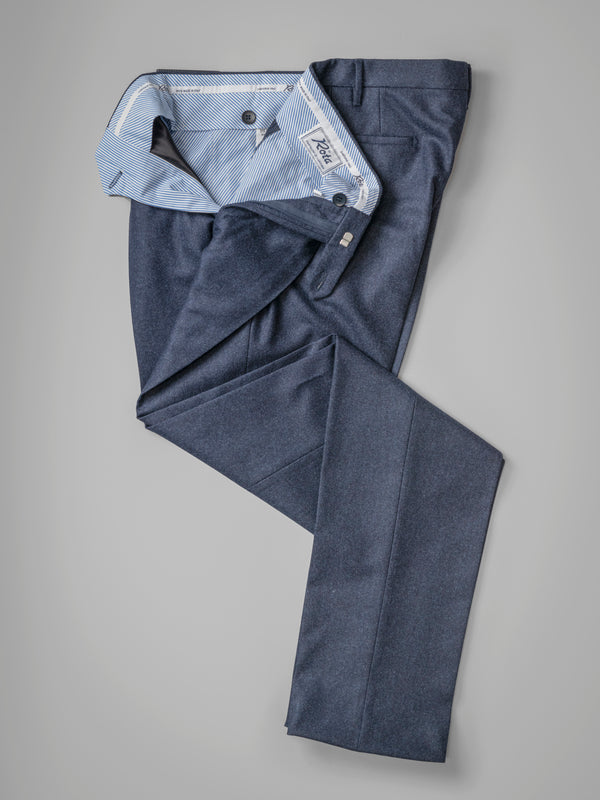 Rota Winter Dark blue pair of regular fit wool flannel trousers Italia