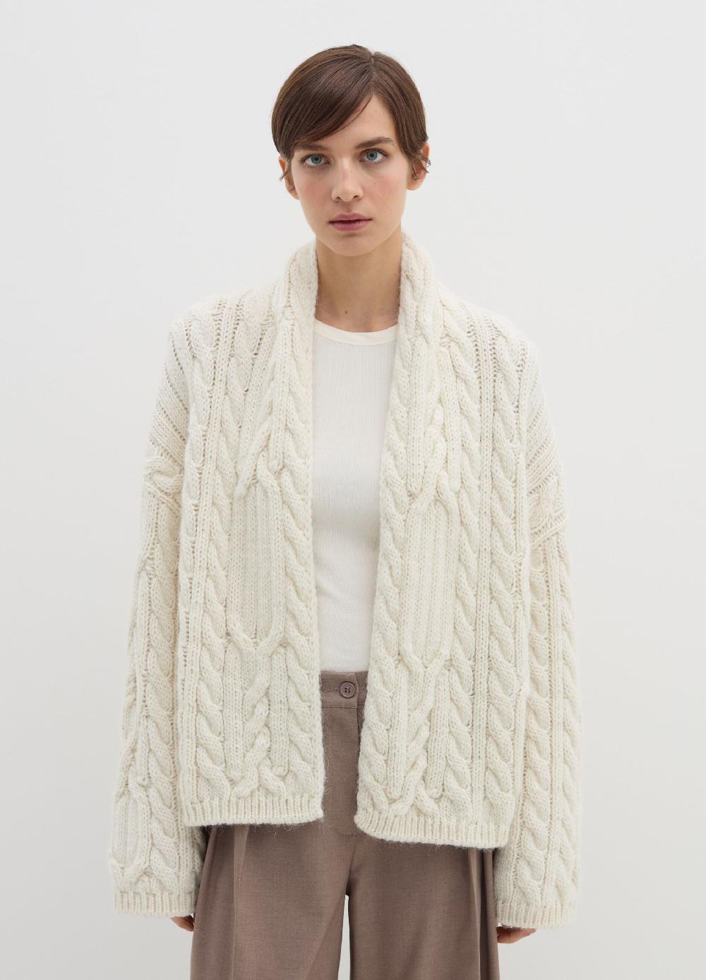 Stefanel Cardigan aperto in stoppino a trecce Italy