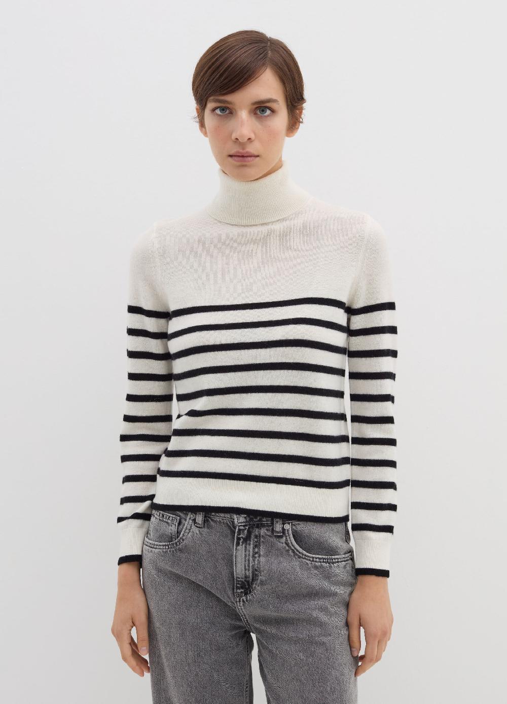 Stefanel Pullover a righe in lana cardata con collo alto 2025