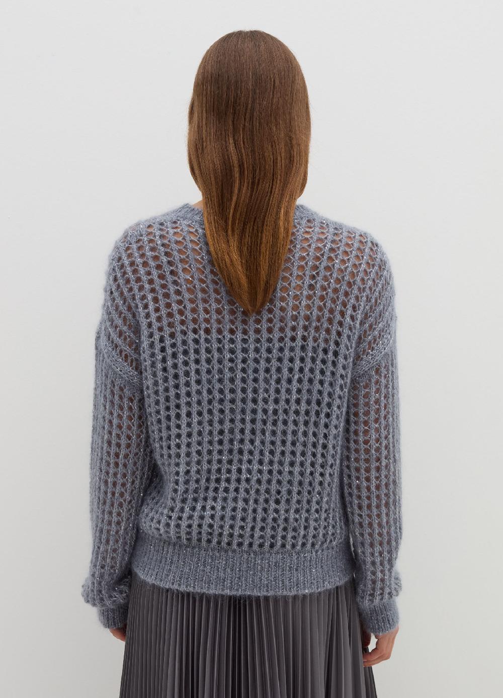 Stefanel Pullover traforato in mohair con micro paillettes Spedizione Gratuita
