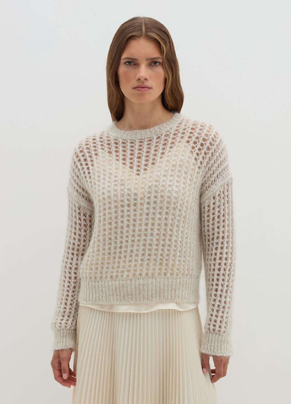Stefanel Pullover traforato in mohair con micro paillettes Pezzi Unici