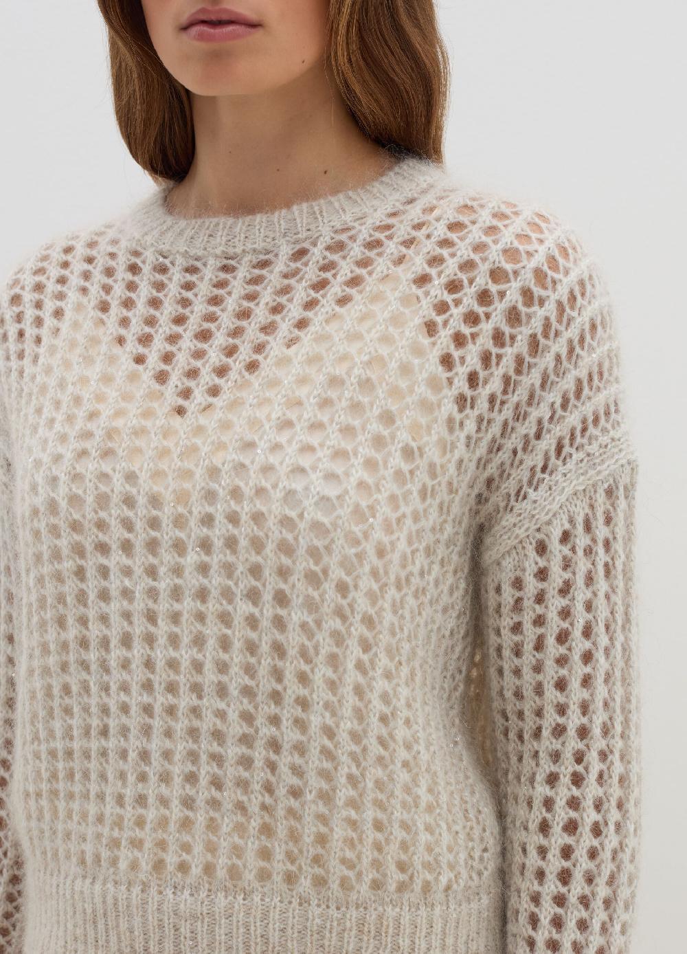Stefanel Pullover traforato in mohair con micro paillettes Pezzi Unici