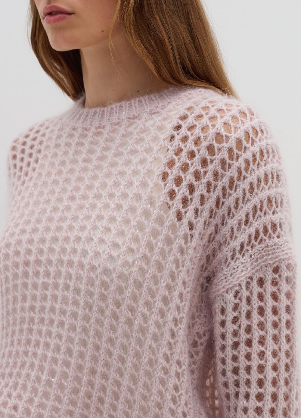 Stefanel Pullover traforato in mohair con micro paillettes Soddisfazione Garantita