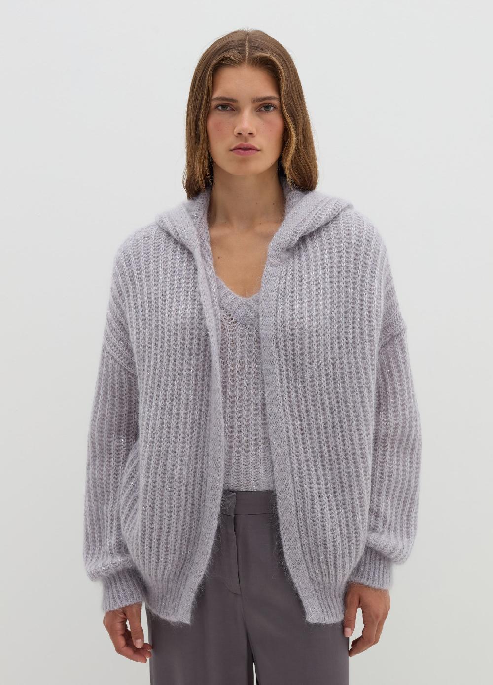 Stefanel Coatigan oversize con cappuccio e micro paillettes Qualità Garantita