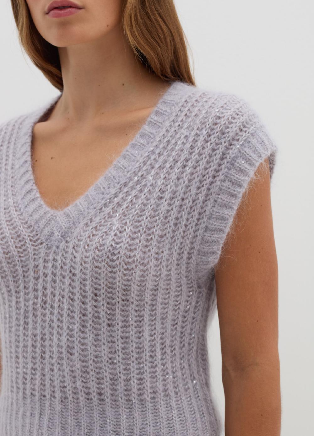 Stefanel Pullover smanicato con micro paillettes Negozi Online