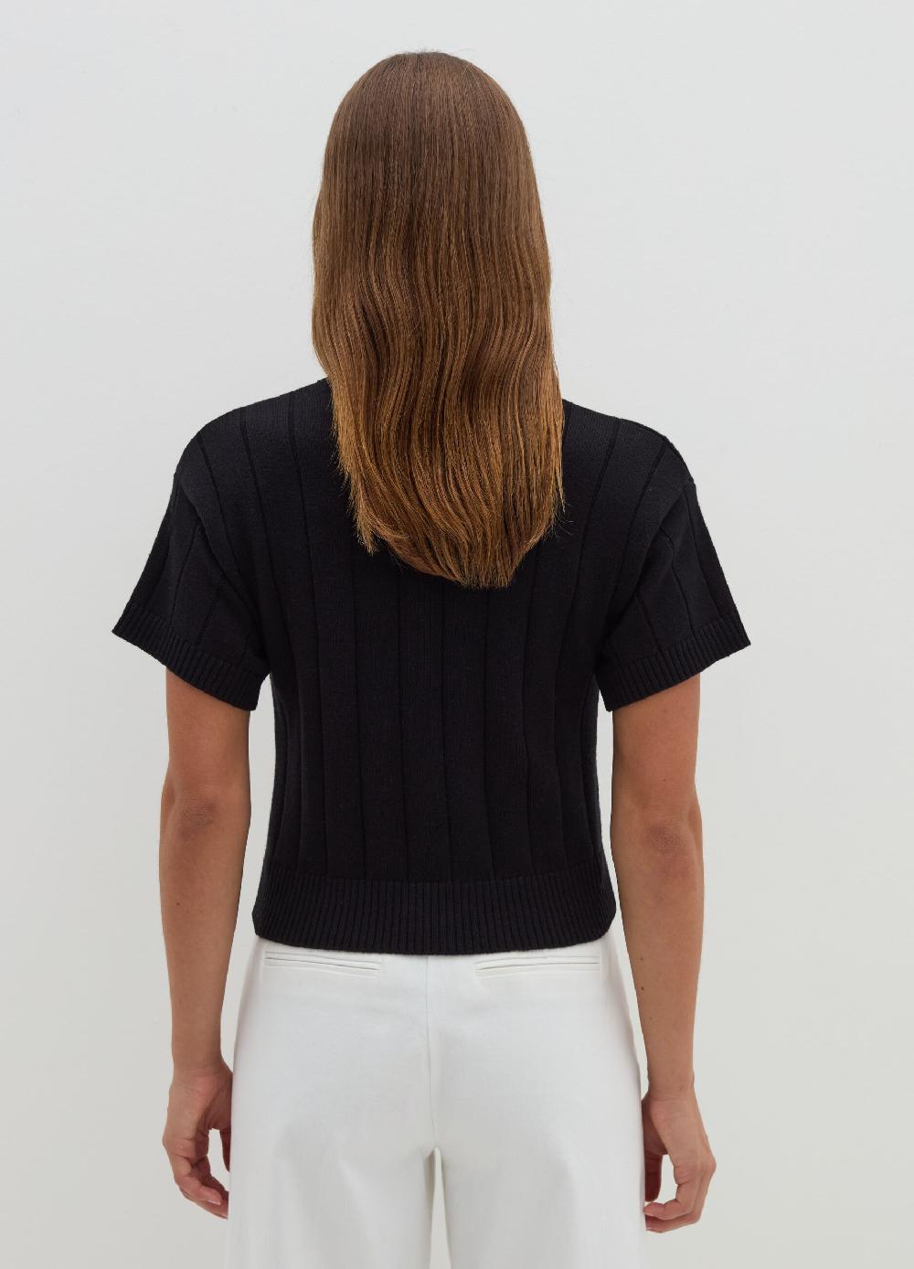 Stefanel Maglia a maniche corte in lana cotone e cashmere Novità