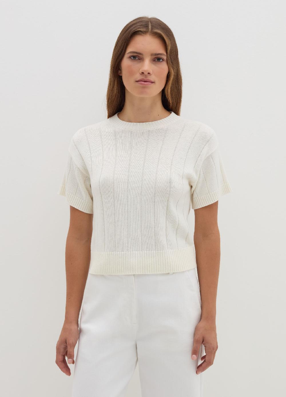 Stefanel Maglia a maniche corte in lana cotone e cashmere Presa