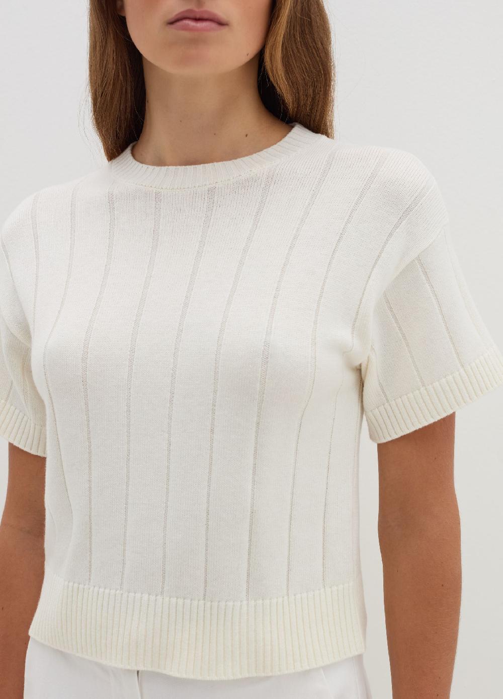 Stefanel Maglia a maniche corte in lana cotone e cashmere Presa