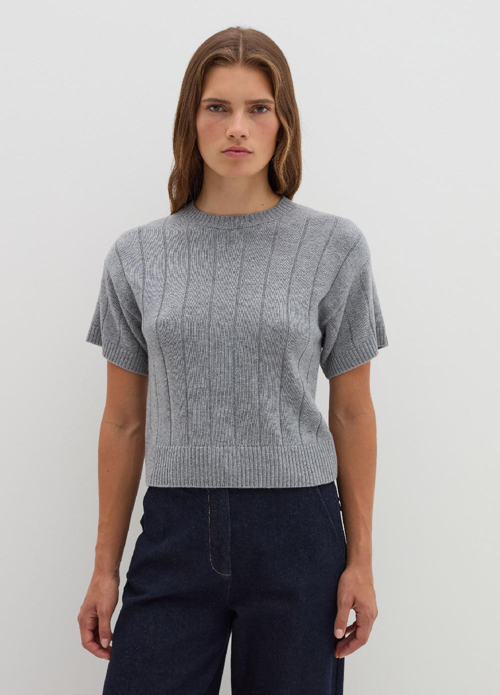 Stefanel Maglia a maniche corte in lana cotone e cashmere Sconto