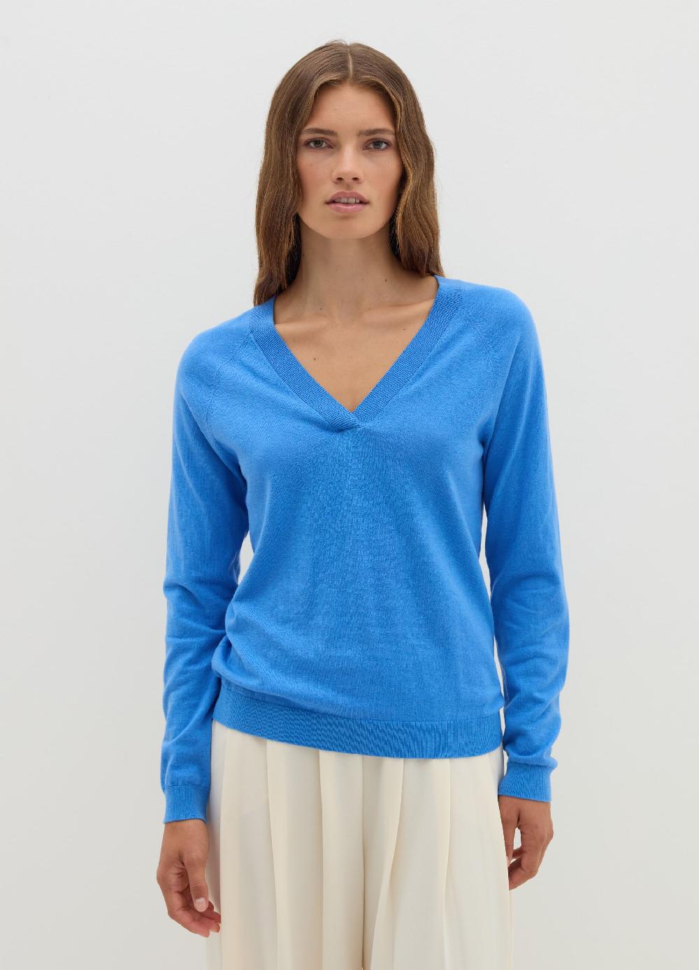 Stefanel Pullover in lana cotone e cashmere scollo a V In Vendita