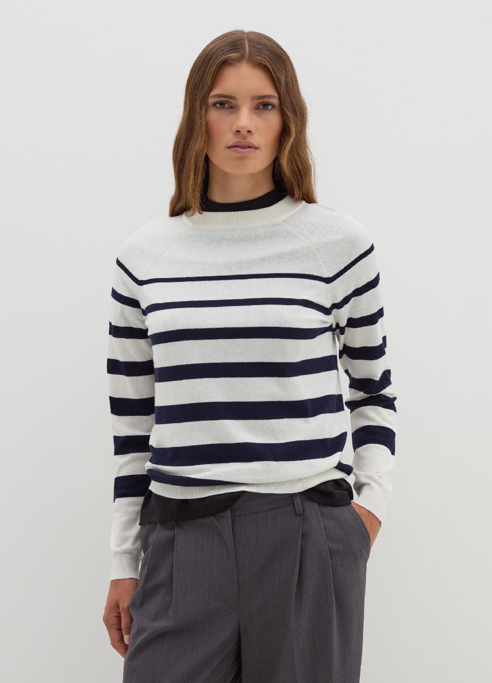 Stefanel Maglia a righe in lana cotone e cashmere Offerte