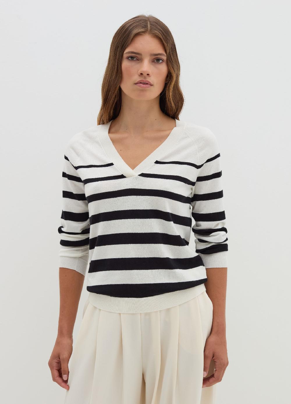 Stefanel Pullover a righe con scollo a V Vendita Calda