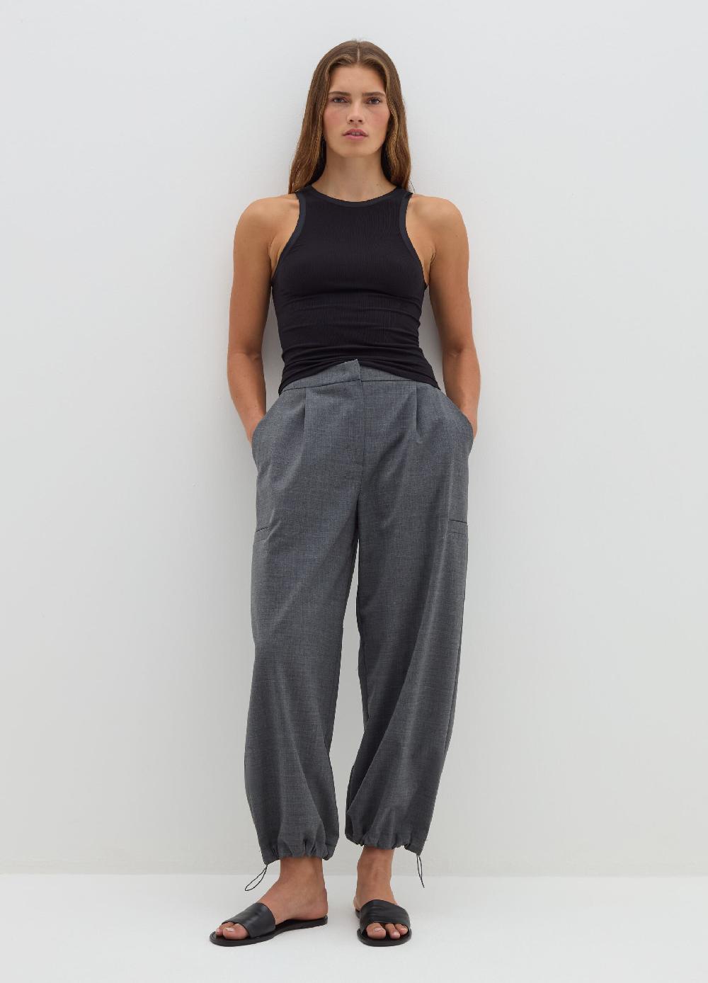 Stefanel Pantalone a gamba larga in fresco lana