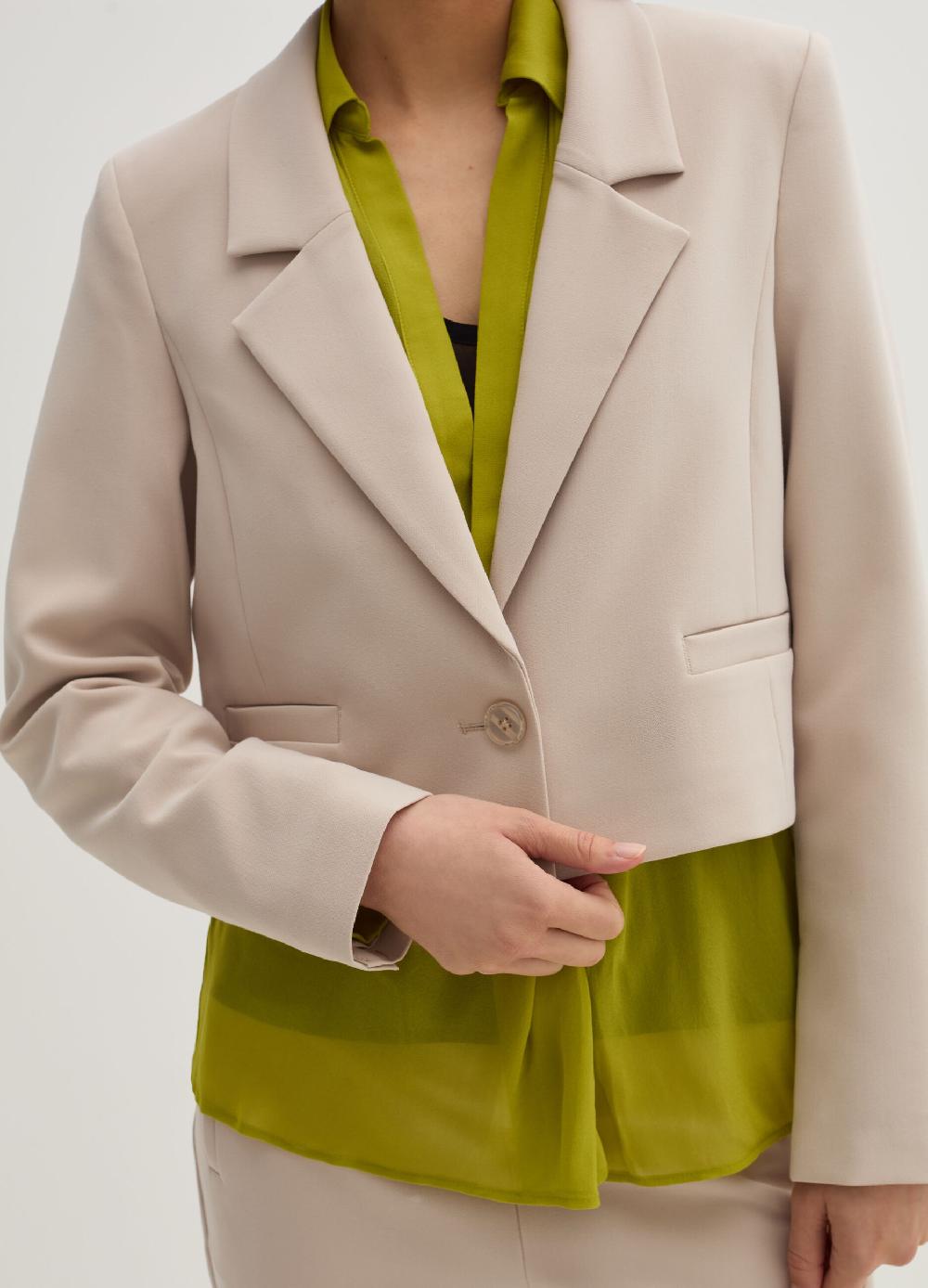 Stefanel Blazer crop monopetto in crêpe doppia Moda