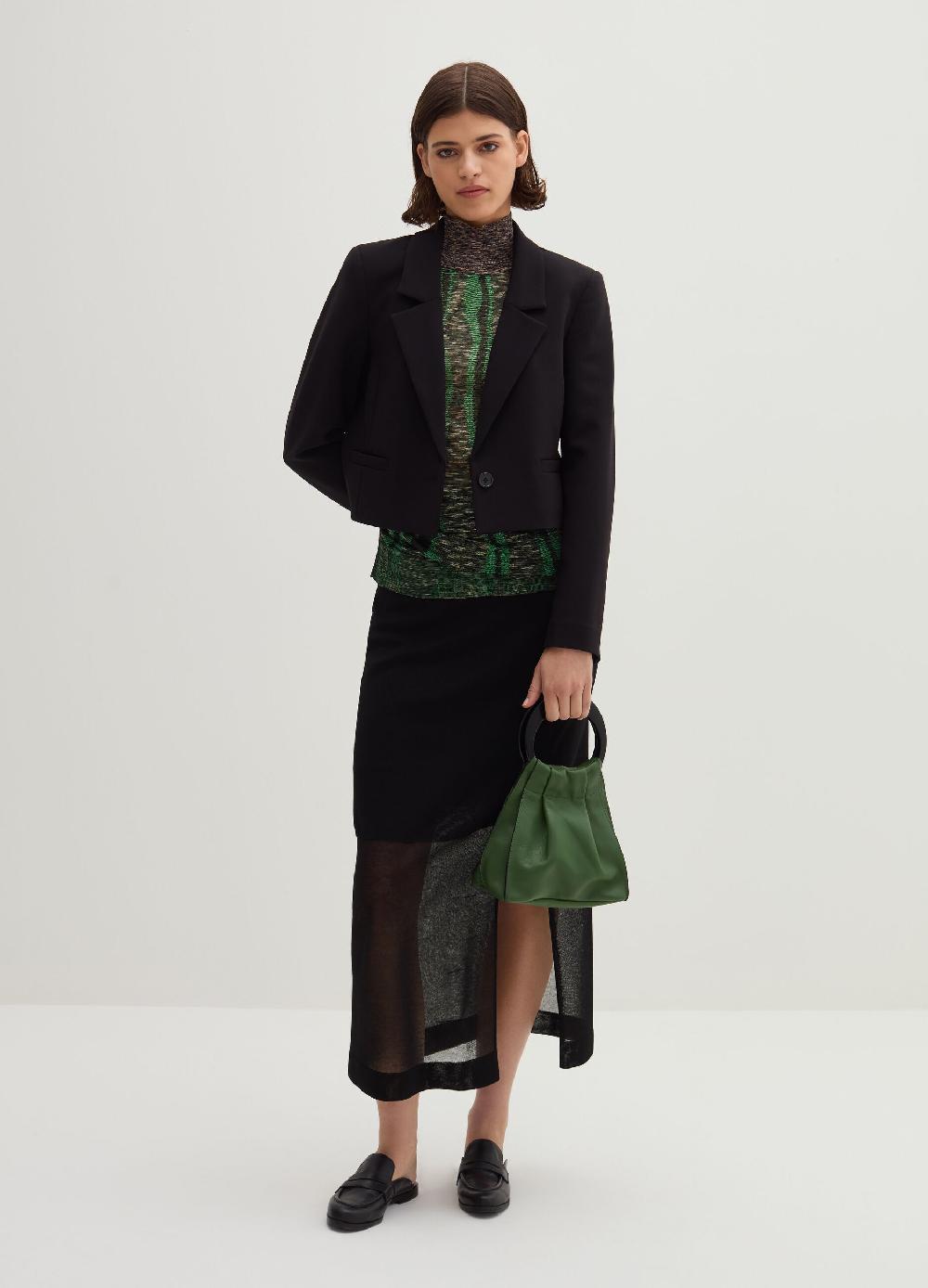 Stefanel Blazer cropped monopetto in crêpe doppia Italy