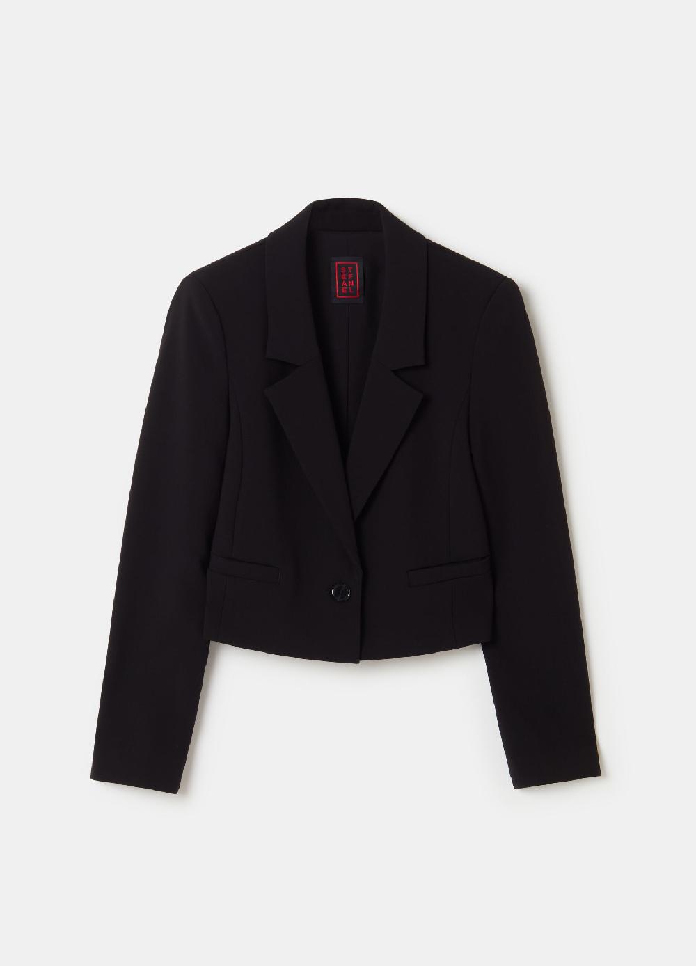 Stefanel Blazer cropped monopetto in crêpe doppia Italy